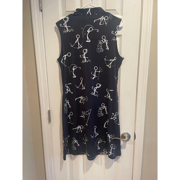 CEGolfs Patterned Golf Dress in Black and White Sleeveless, A71 - Picture 6 of 7